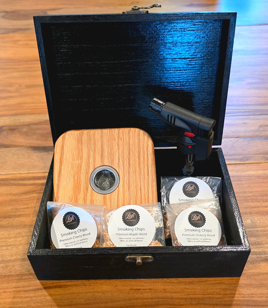 Premium cocktail smoker gift set with torch and wood chips