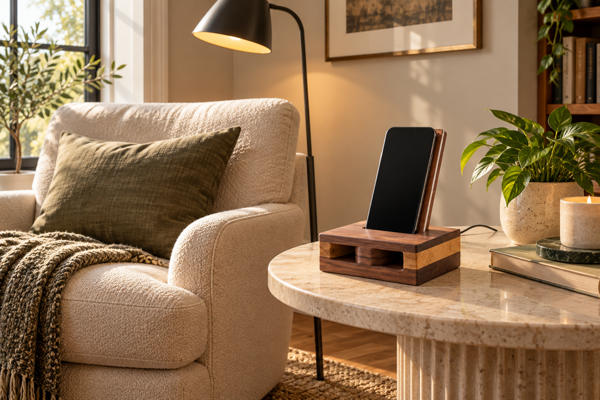 Lofi Plinth – Wooden Wireless Phone Charger & Acoustic Amplifier