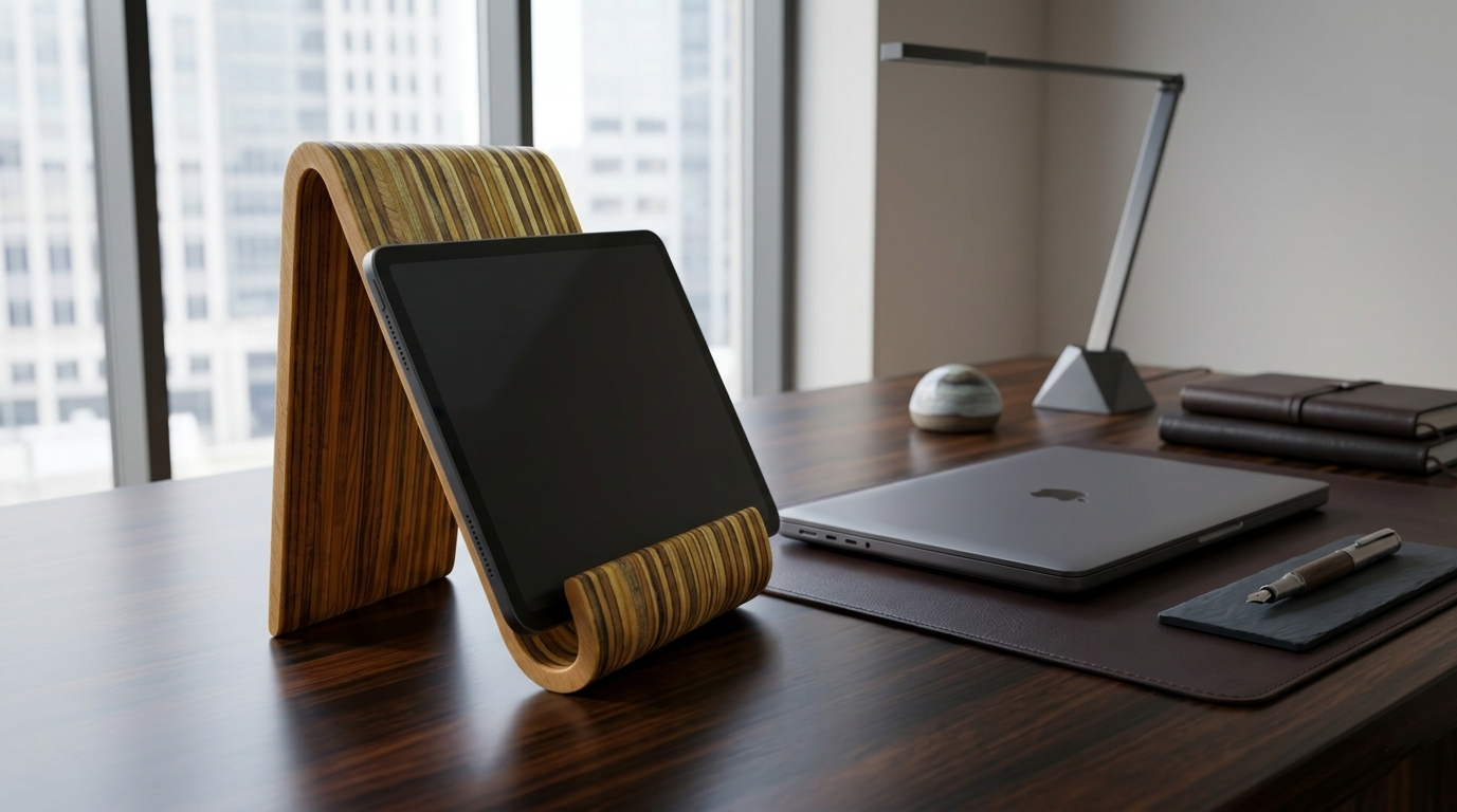 The Lofi Arch — Sculptural Wooden Tablet & Phone Stand