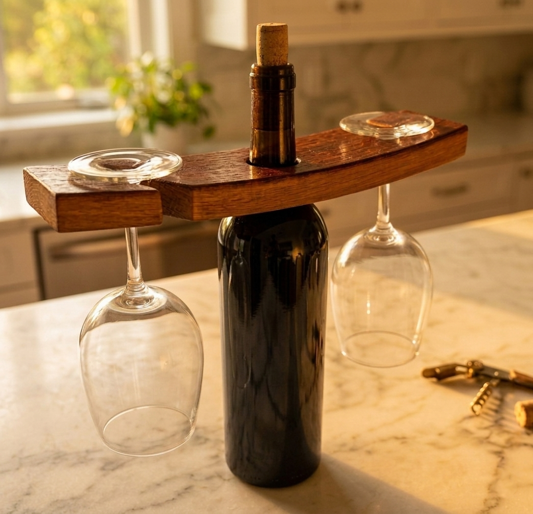 Handcrafted wine caddy from reclaimed California barrel stave – Lofi Woodworks