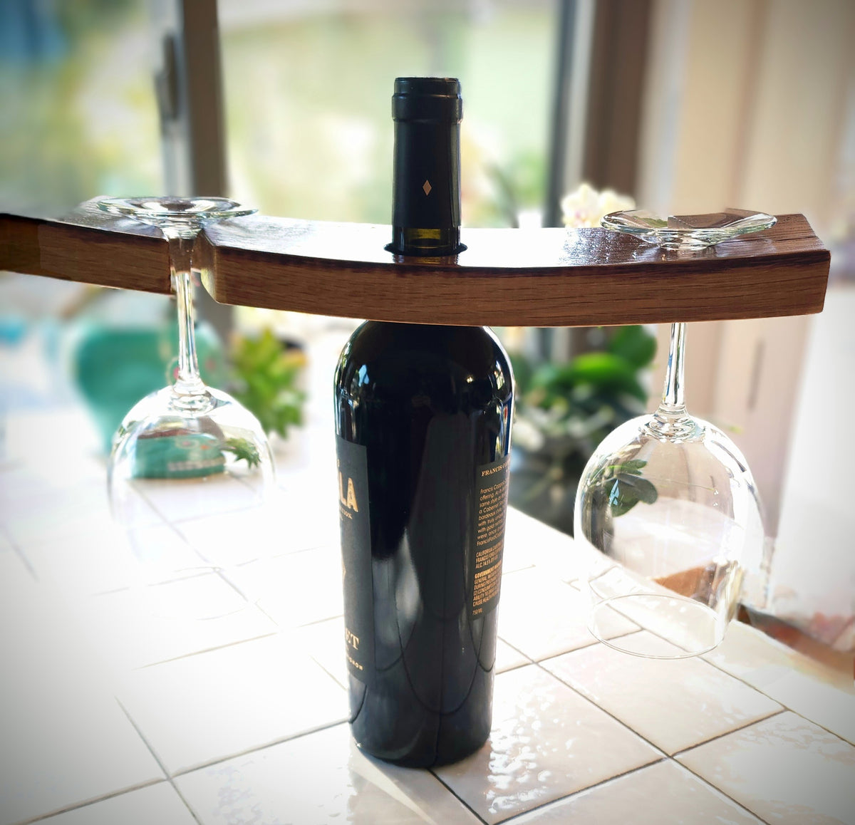 Handmade wine caddy, authentic barrel stave wood detail – Lofi Woodworks