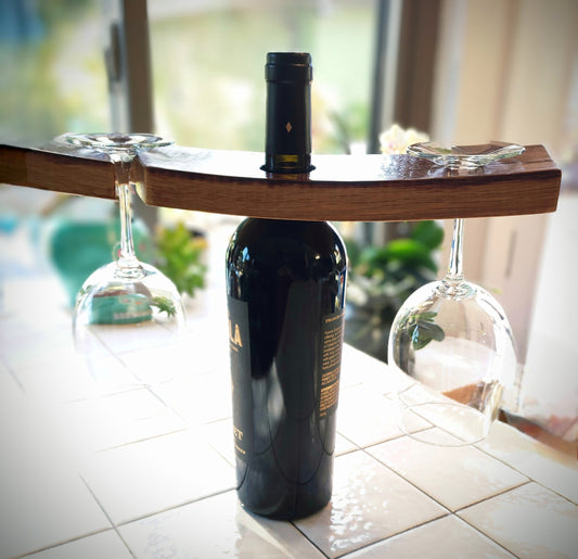 Handmade wine caddy, authentic barrel stave wood detail – Lofi Woodworks