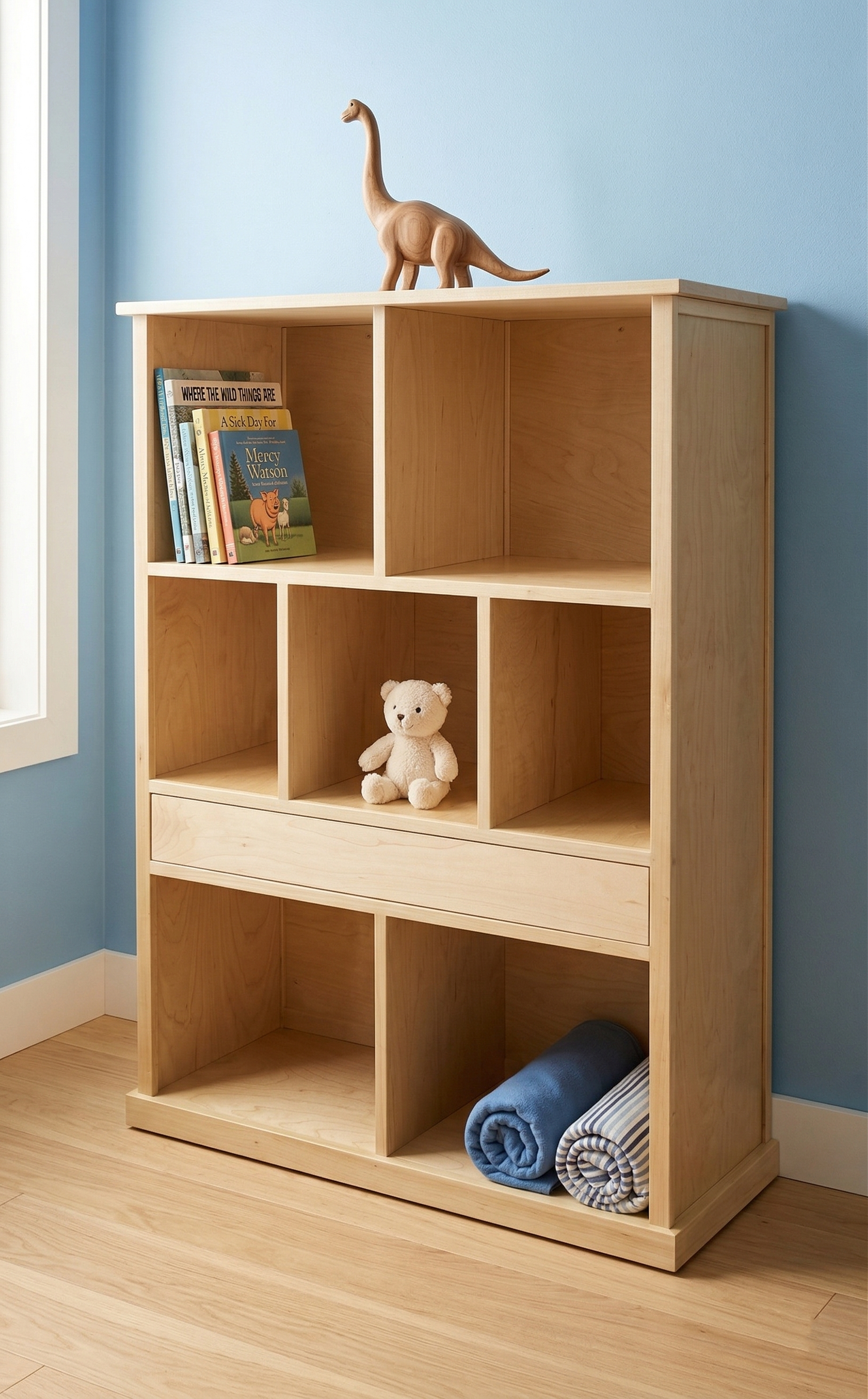 Minimalist wooden display cabinet with modular shelving and hidden storage, custom-built bookcase for modern home interiors - Lofi Woodworks