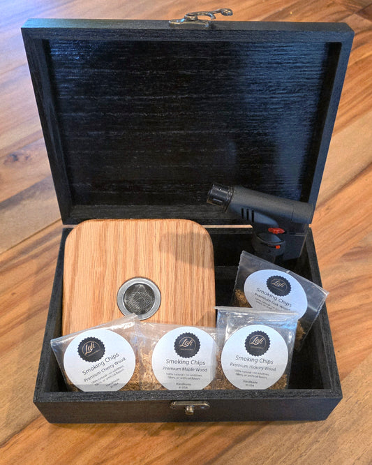 Premium cocktail smoker gift set with torch and wood chips