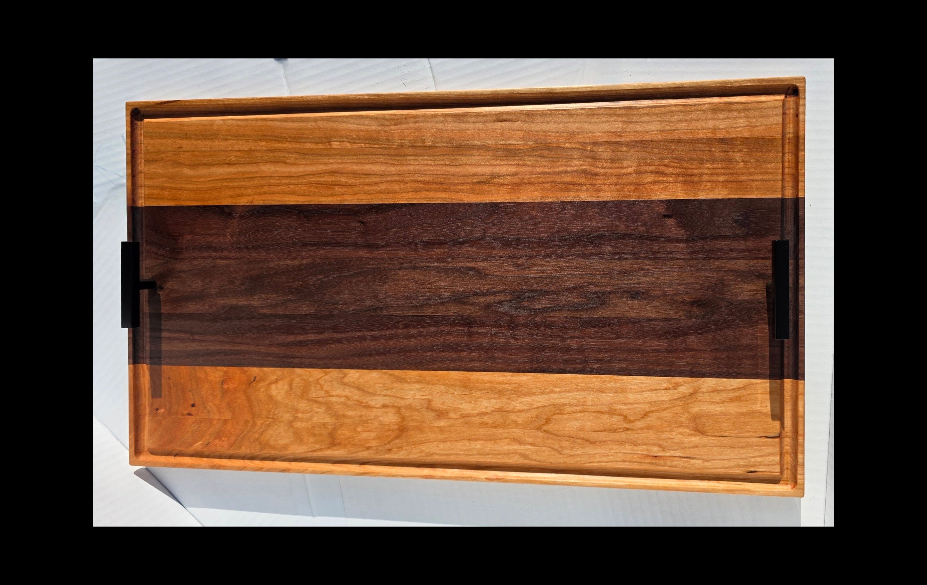 handcrafted wooded bbq serving tray